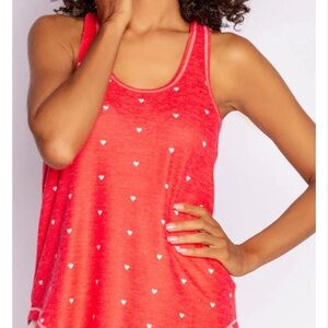 PJ Salvage Cherry Red Tank Top with White Hearts